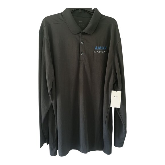 nwt Nike Men Long Sleeves Polo Shirt Black XXL - Picture 1 of 5
